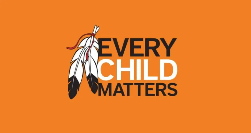 Orange background with the words "every child matters"